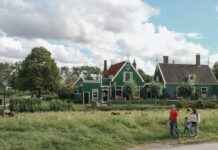 Green house in grass field