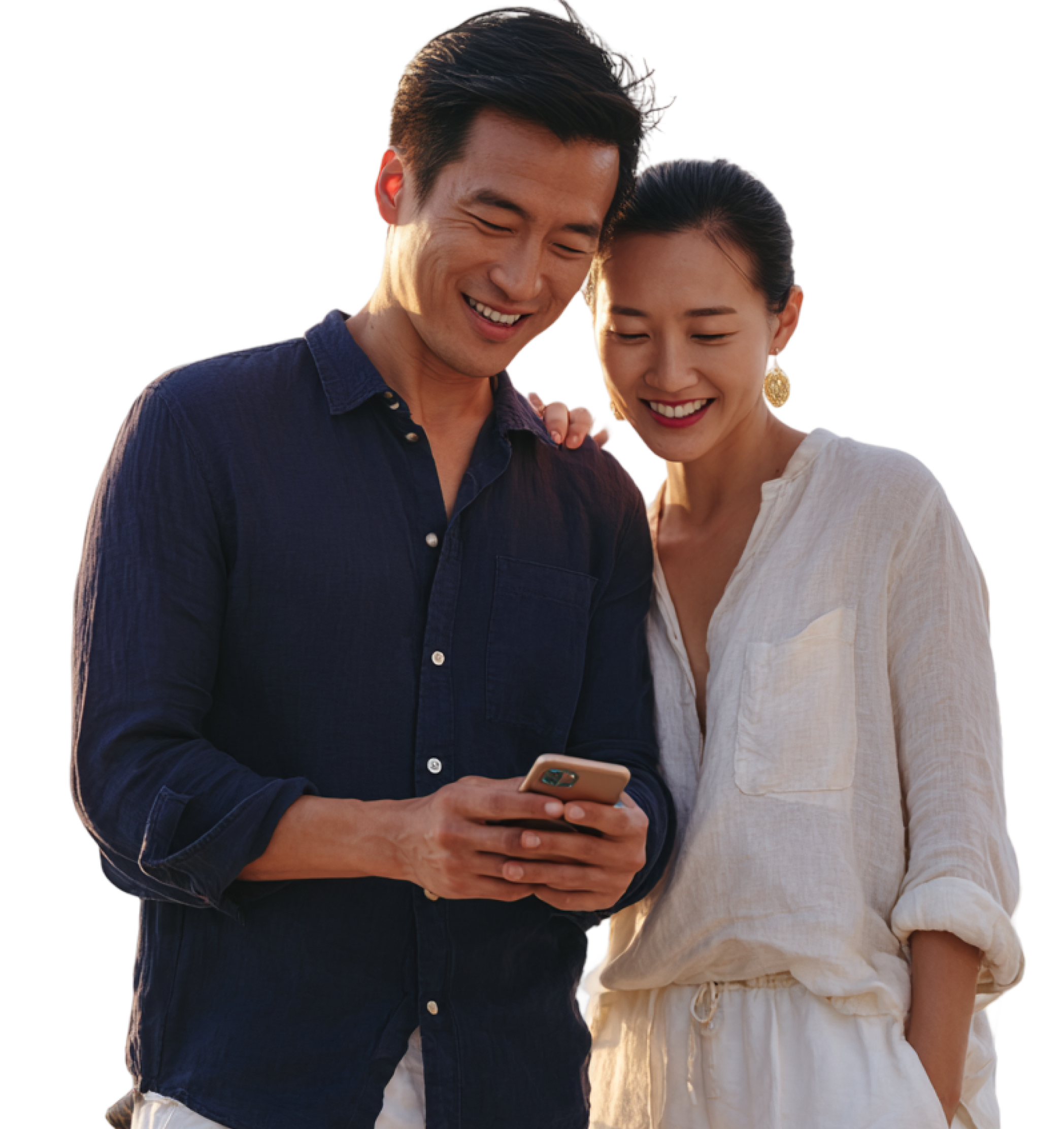 A couple looking at the Syfe app together
